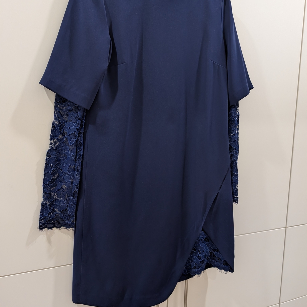Cynthia Steffe Midnight Blue Cocktail Dress with Lace Accents